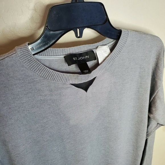 St. John Gray Sweater Crew-neck Long Sleeve Pull - Picture 4 of 8